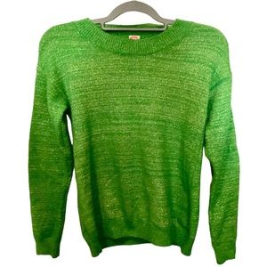 Girls Dressy Sparkly Green Holiday Sweater